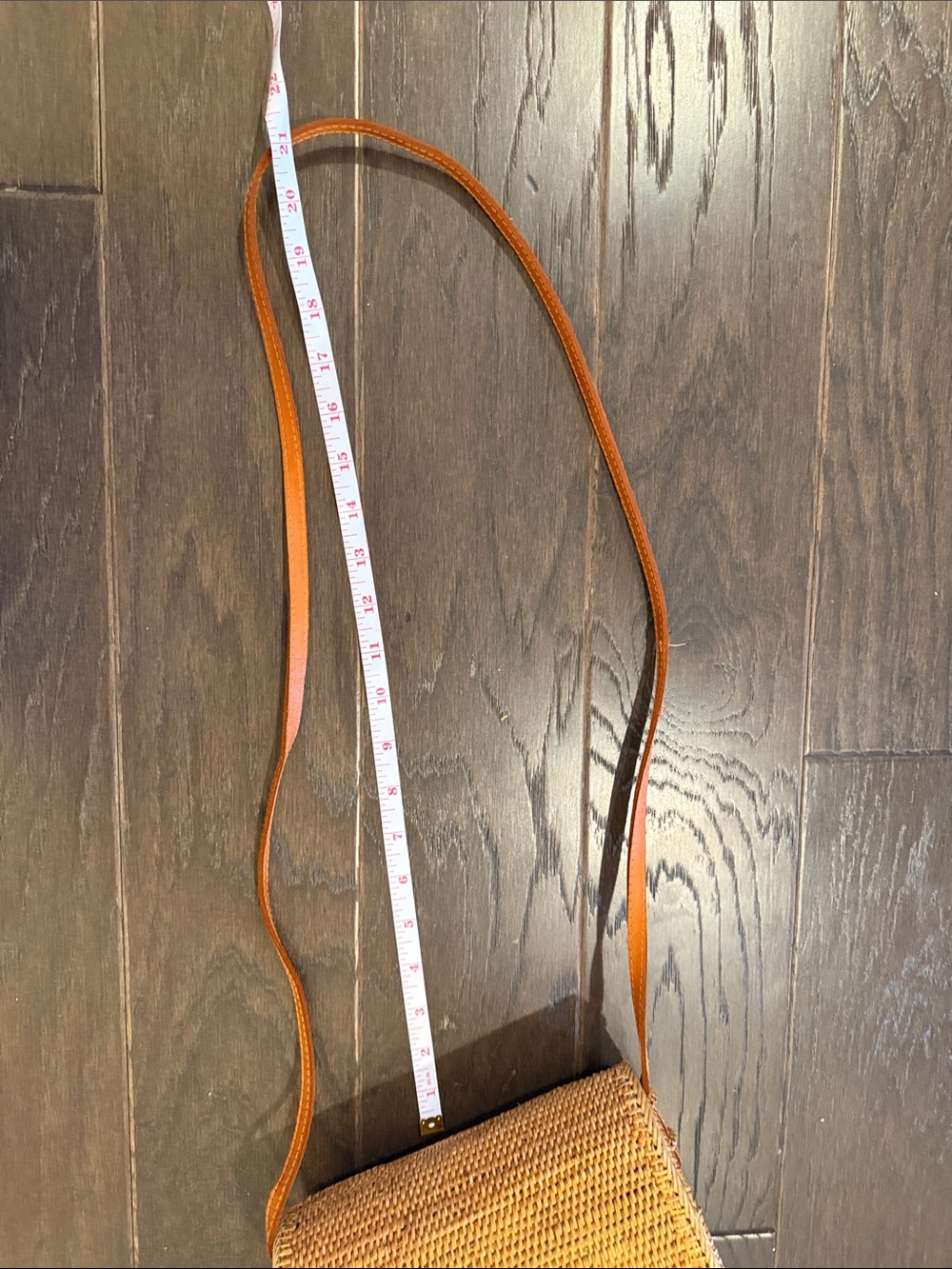 Woven Rattan Straw Crossbody Bag with leather strap - Picture 13 of 15